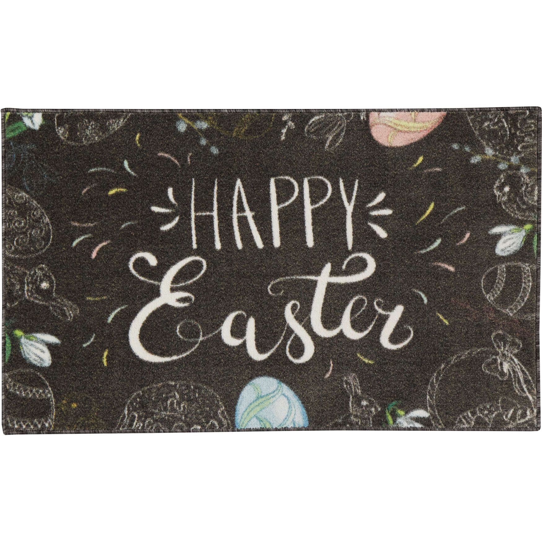 Happy Easter Charcoal Kitchen Rug, CHARCOAL, hi-res image number 0