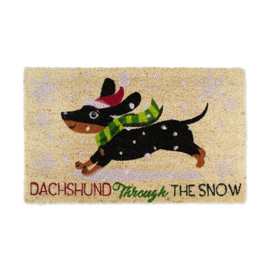 Dachshund Through The Snow Doormat, BLACK, hi-res image number null
