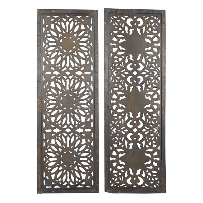 Set Of 2 Brown Wood Traditional Wall Décor, , alternate image number null