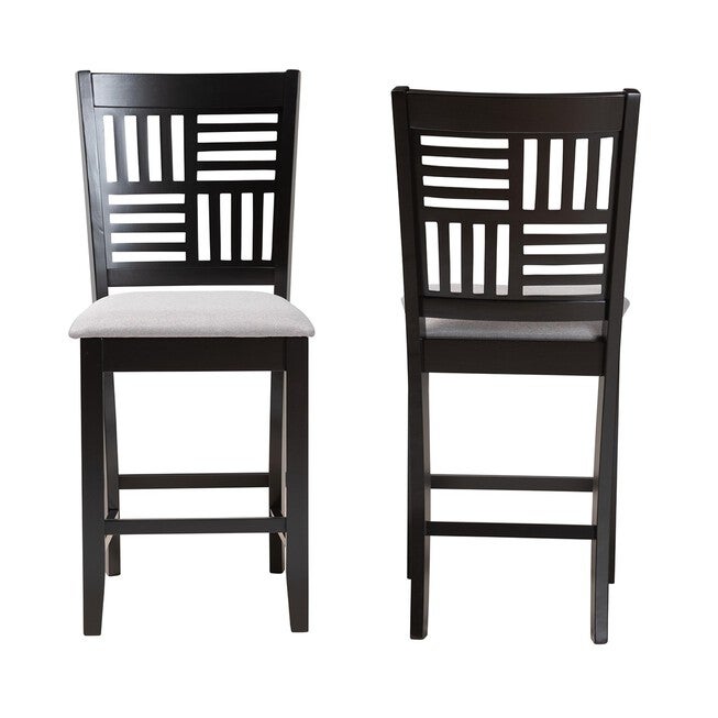 Deanna Modern Beige Fabric And Dark Brown Finished Wood 2-Piece Counter Stool Set, , alternate image number null