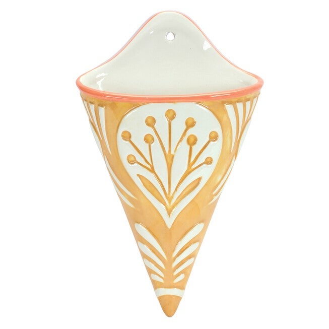 Wall Pocket (Set of 2) 6.25 inchesL x 10.5 inchesH Ceramic, GREEN/WHITE/YELLOW, alternate image number null
