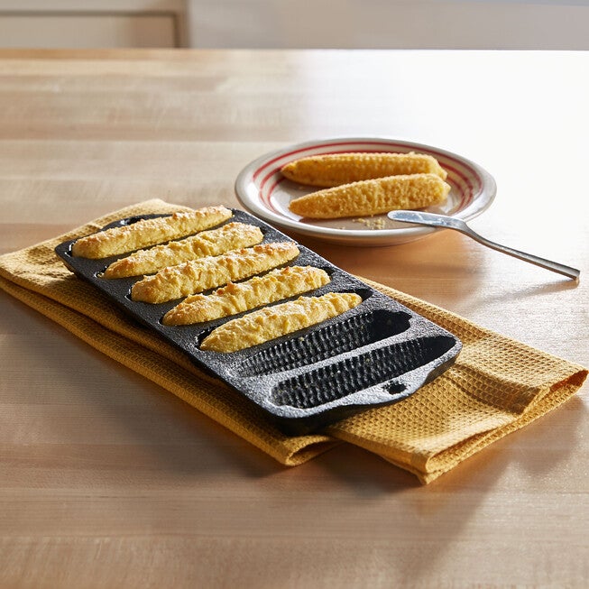 Pre-Seasoned Cast Iron Cornbread Baking Tray, BLACK, hi-res image number null