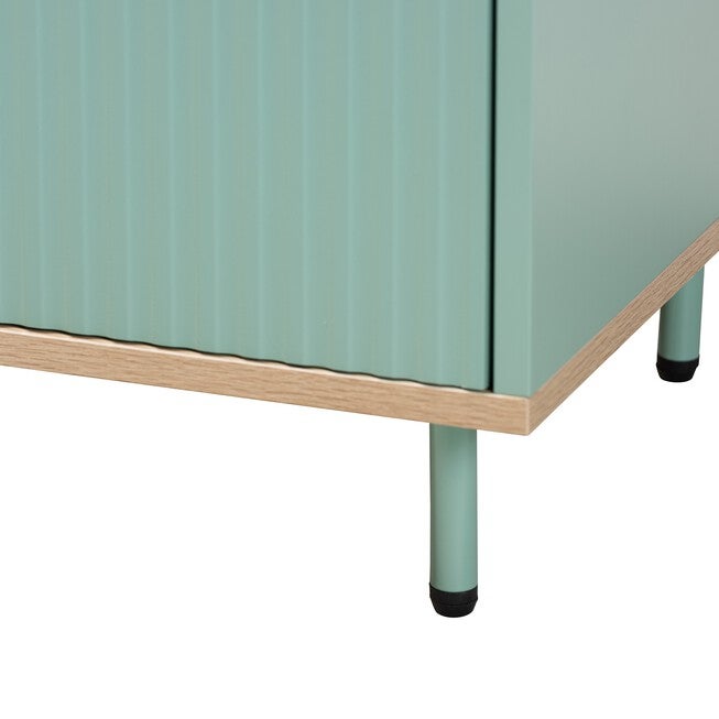 Tavita Mid-Century Modern Two-Tone Mint Green And Oak Brown Finished Wood 1-Drawer End Table, , alternate image number 5