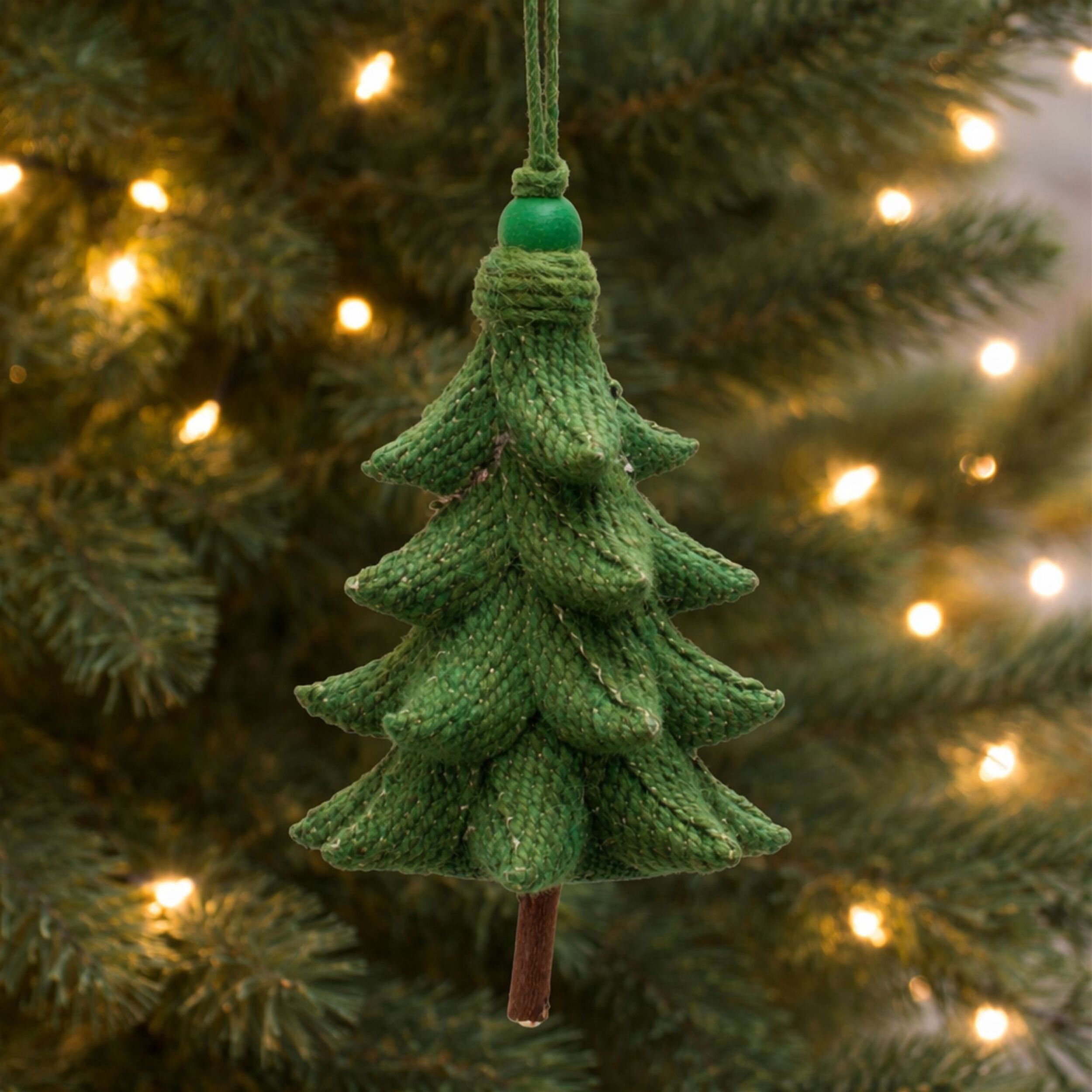 Rustic Tree Ornaments (Set of 4), GREEN, alternate image number 2