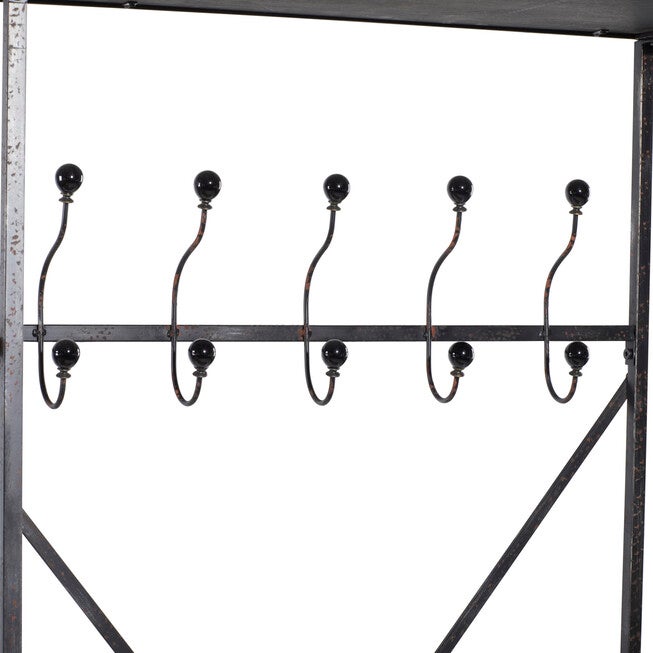 Industrial Rectangular Brown Wood and Metal Multi-Tiered Clothing Rack, 72 inchesH x 44 inchesL x 17 inchesW, , alternate image number null