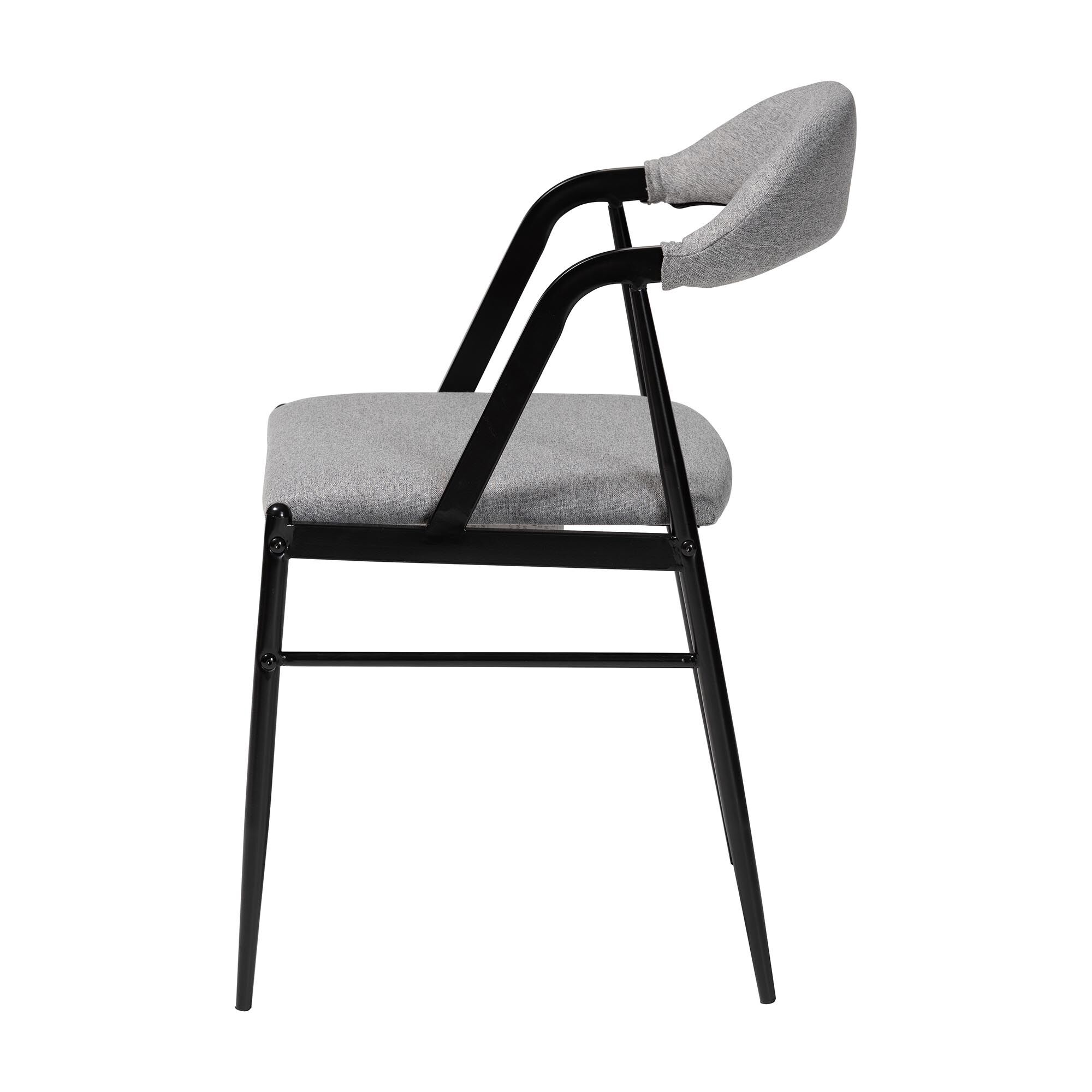 Orrin Modern Industrial Fabric and Metal Dining Chair, GREY, alternate image number 4