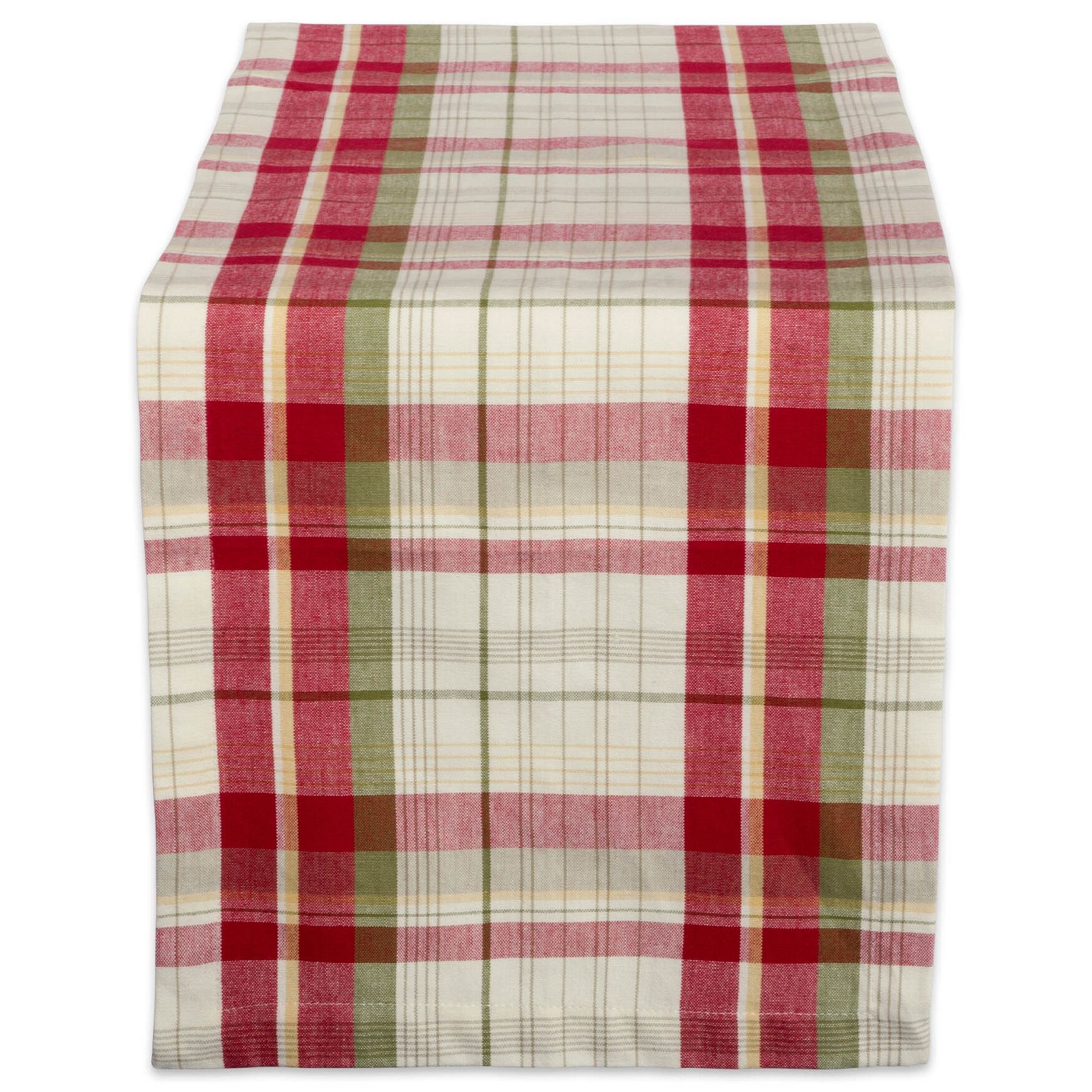 Orchard Plaid Table Runner 14x108, RED, hi-res image number 0
