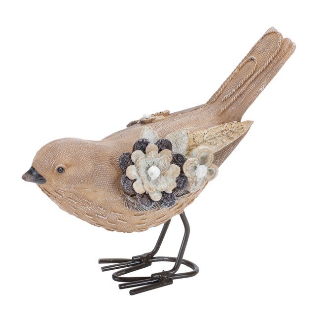 Floral Bird Figurine (Set of 2), BEIGE/BLACK, alternate image number null