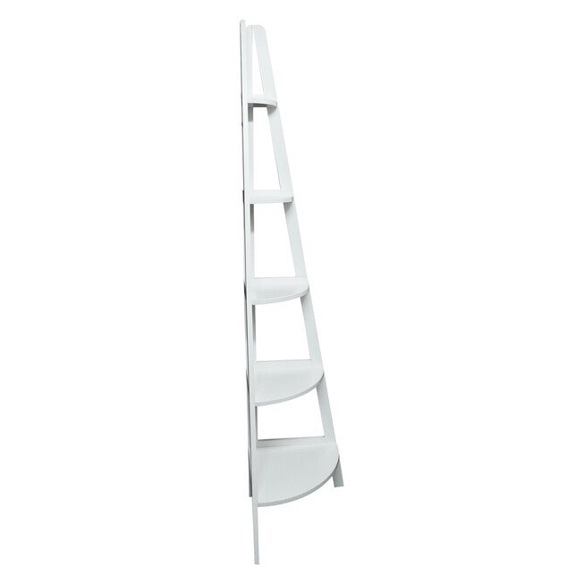 5-Shelf Corner Ladder Bookcase - White, , alternate image number null