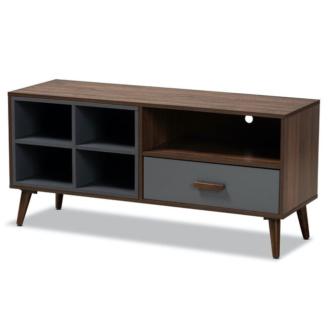 Garrick Two-Tone Wood 1-Drawer Tv Stand Furniture, GREY WALNUT BROWN, hi-res image number null