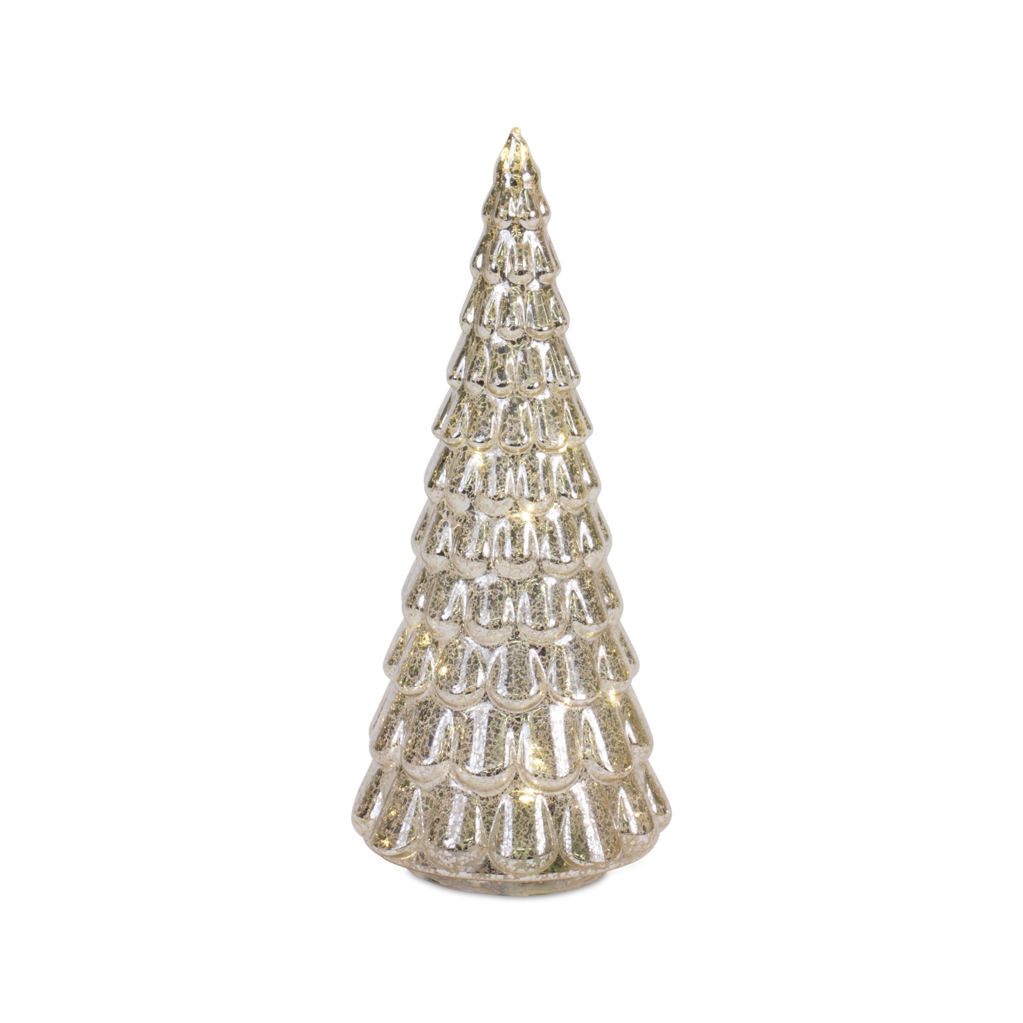 LED Lighted Mercury Glass Holiday Tree Decor (Set of 4), SILVER GOLD, alternate image number 4