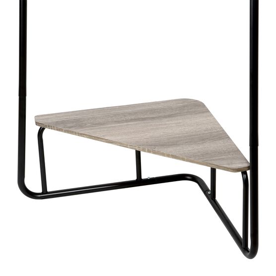 Corner Garment Rack, Matte Black with Wood Grain Laminate Top, , alternate image number null