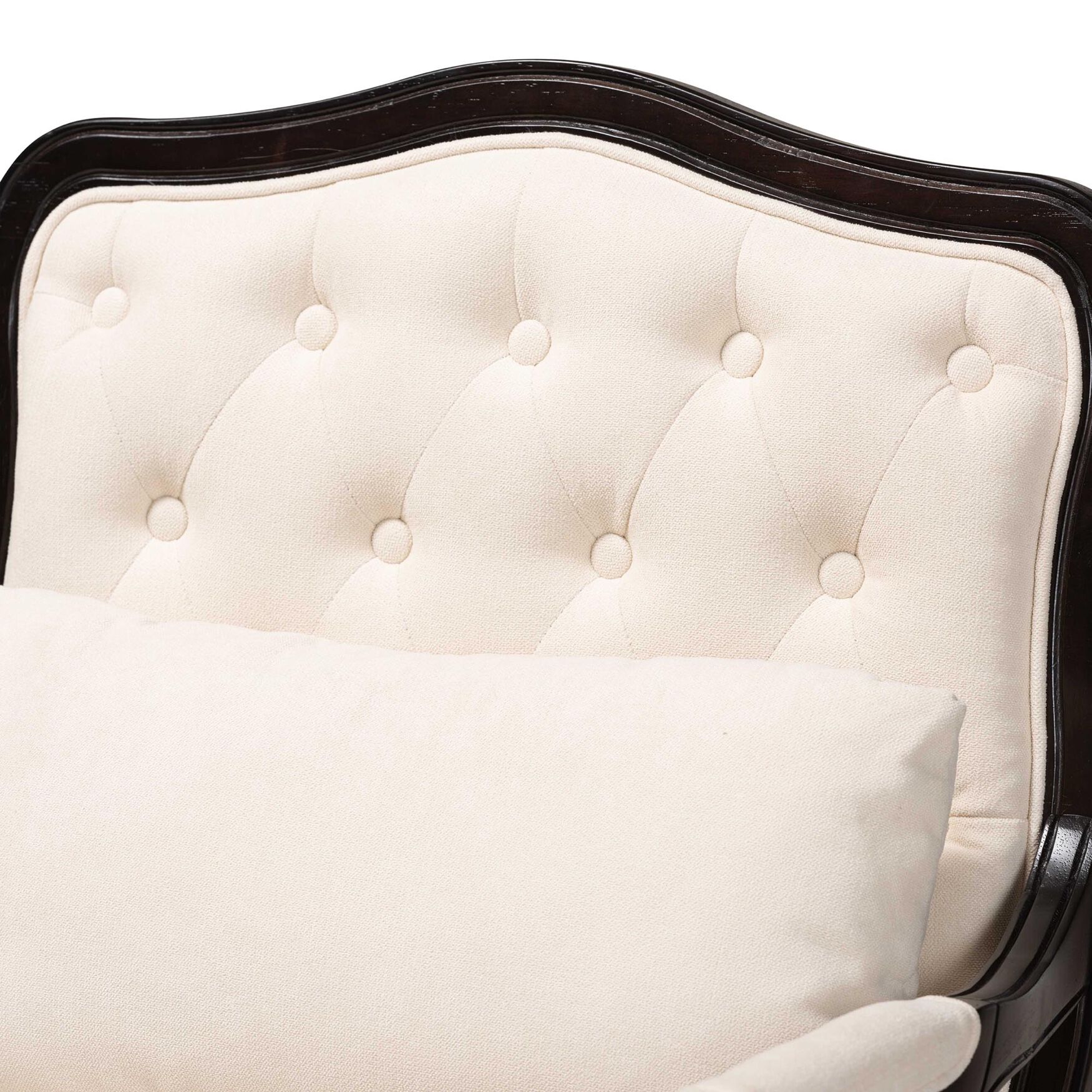 Dion Traditional French Cream Fabric And Wenge Brown Finished Wood Accent Chair, , alternate image number 4