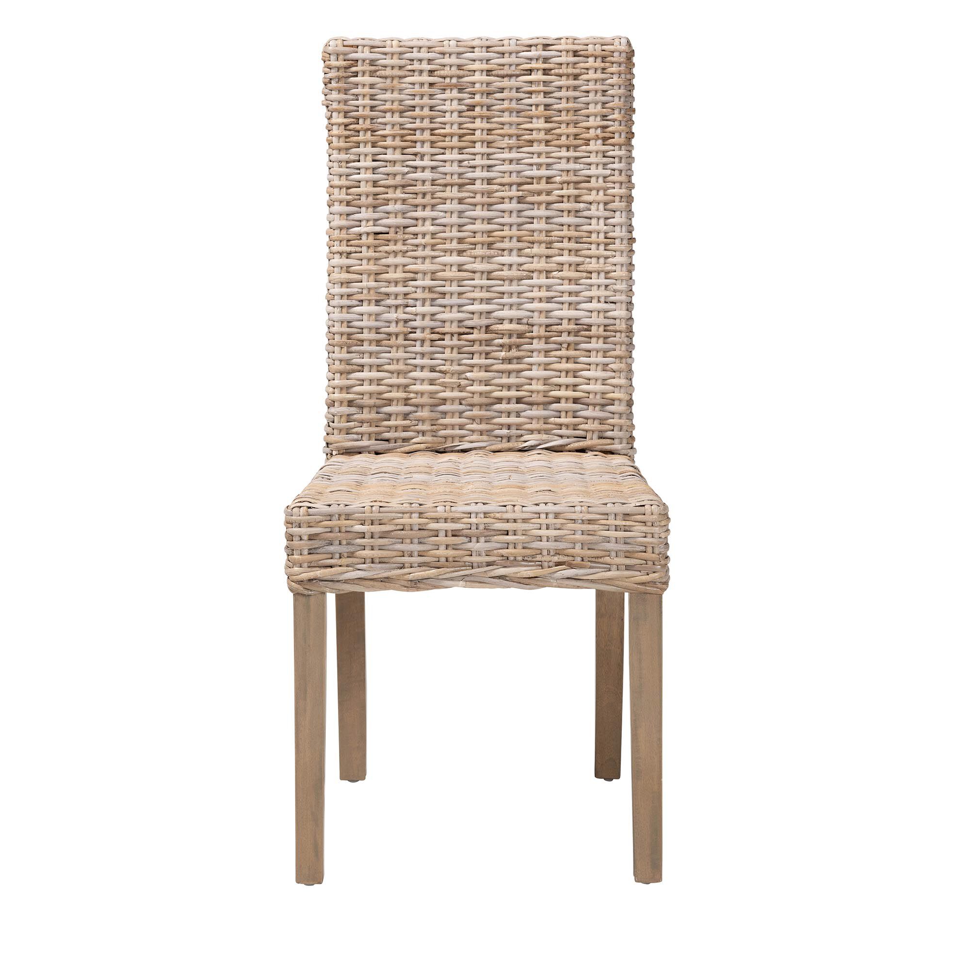 Nevina Bohemian Grey Kubu Rattan and Mango Wood Dining Chair, GREY, alternate image number 3