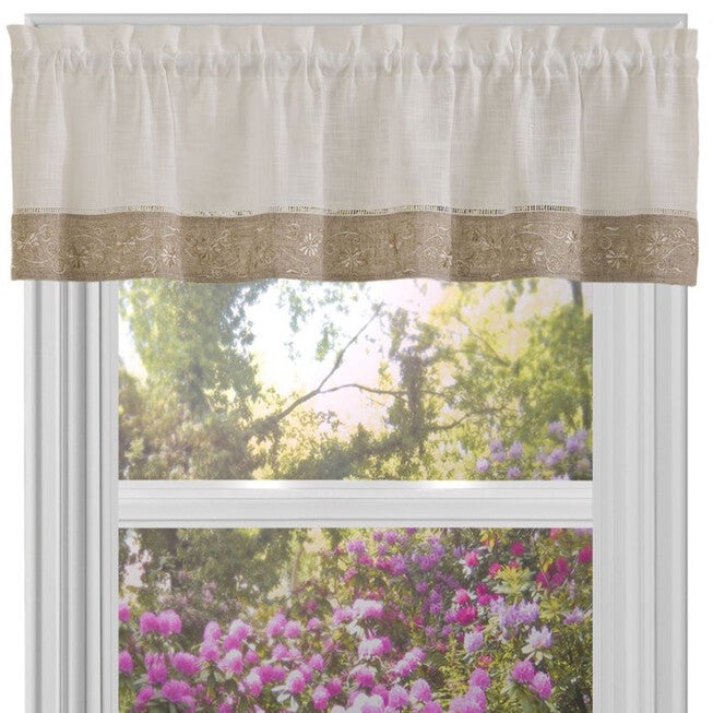 Oakwood 58 inches x 14 inches Window Curtain Valance, NATURAL, hi-res image number null