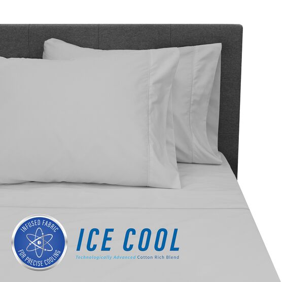 SensorPEDIC Ice Cool 400 Thread Count Cotton-Rich Grey Sheet Set, GREY, hi-res image number null