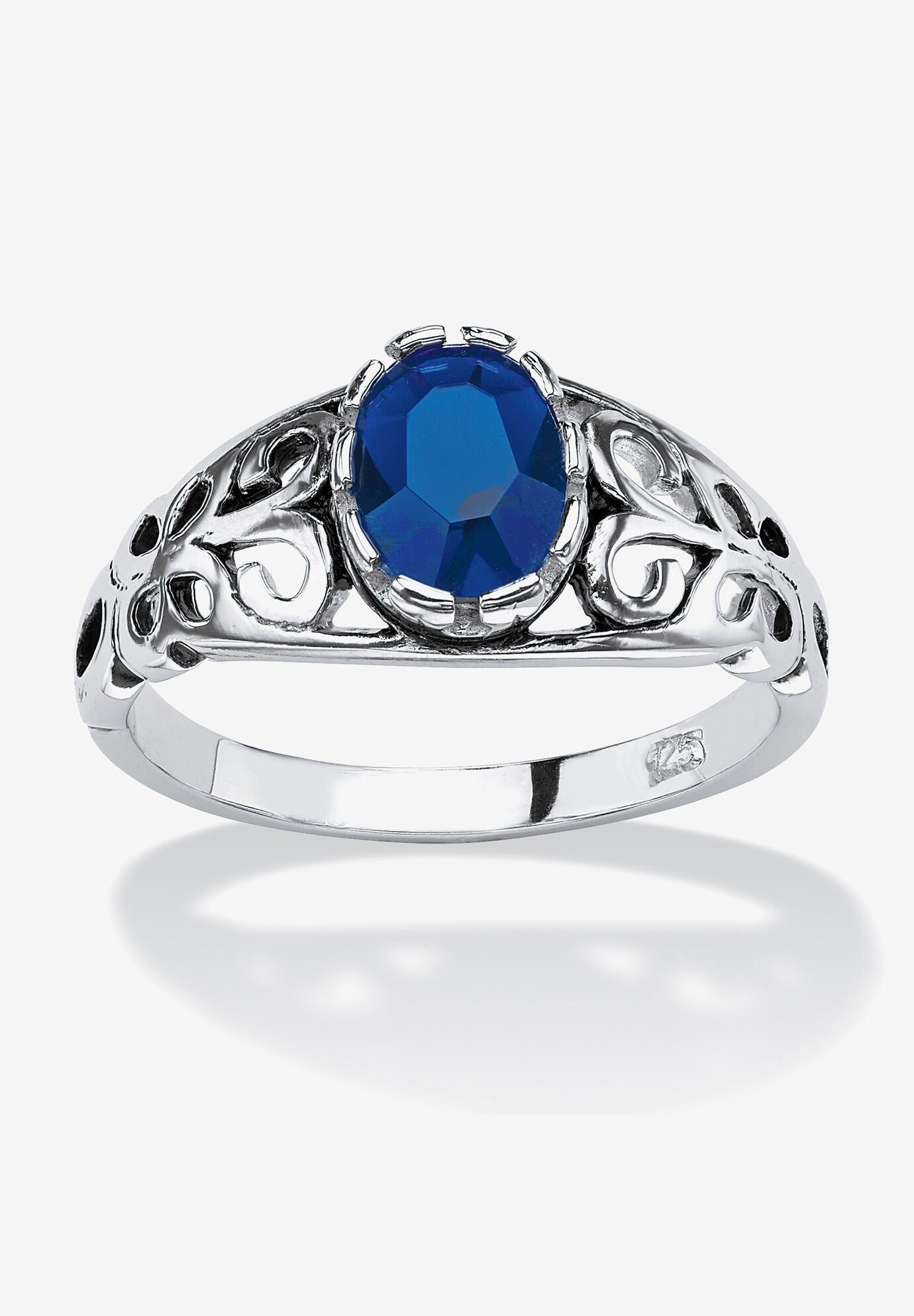 Sterling Silver Swirl Simulated Birthstone Ring, SEPTEMBER, hi-res image number 0