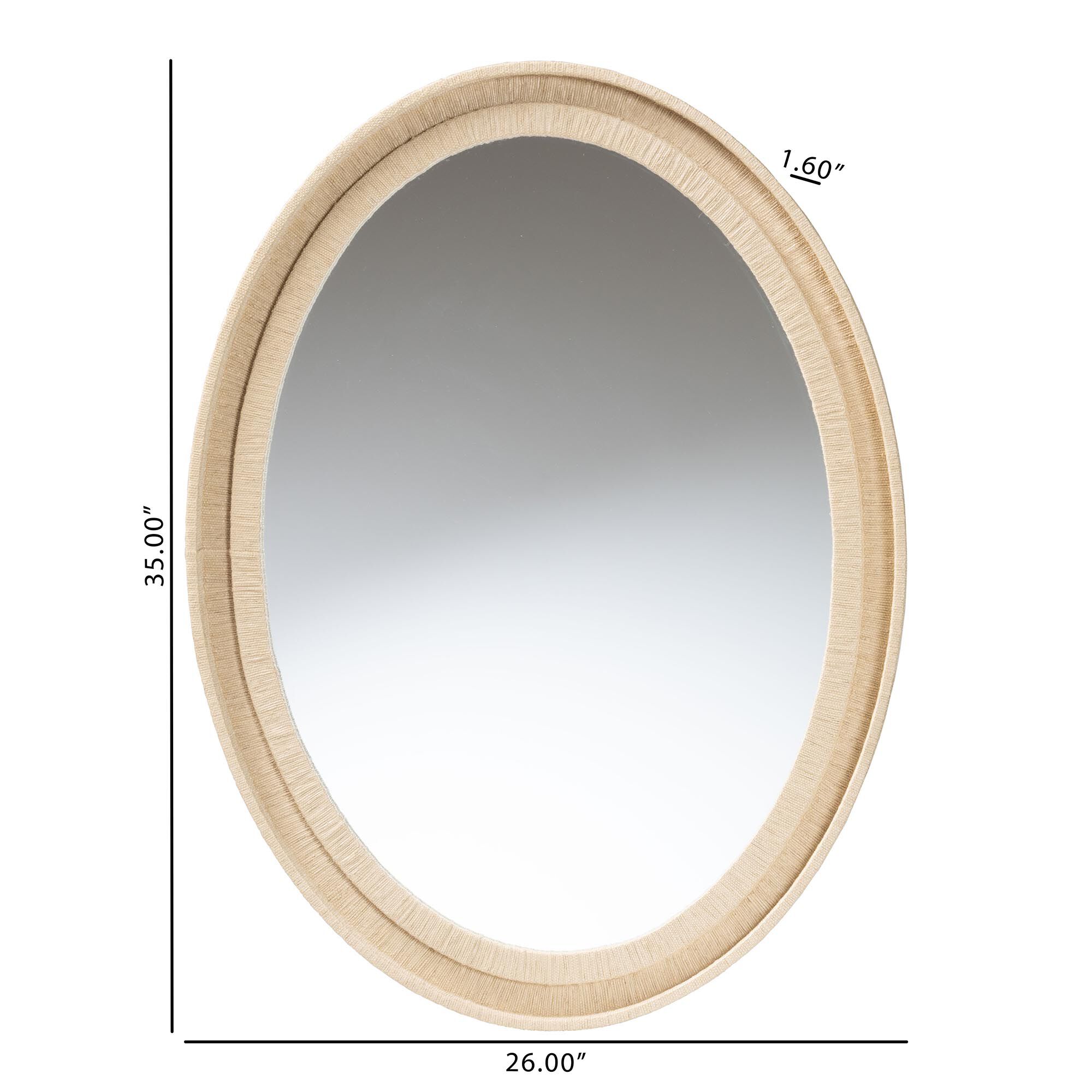 Lailan Oval Woven Grasscloth Mirror, BEIGE, alternate image number 5