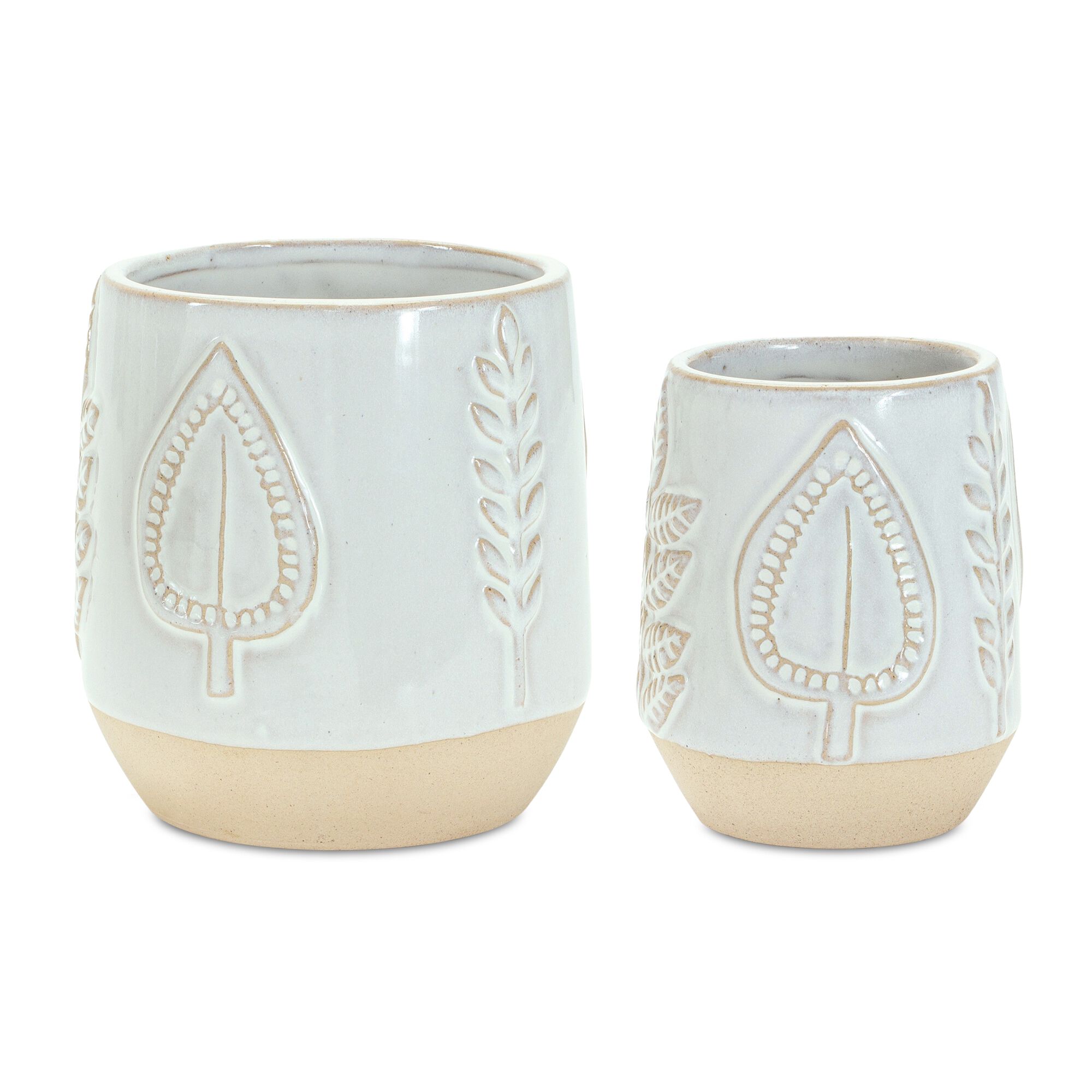 Container (Set of 2) 4.75 inchesD x 4.25 inchesH, 5.5 inchesD x 5 inchesH Porcelain, BEIGE/GREY, alternate image number 2
