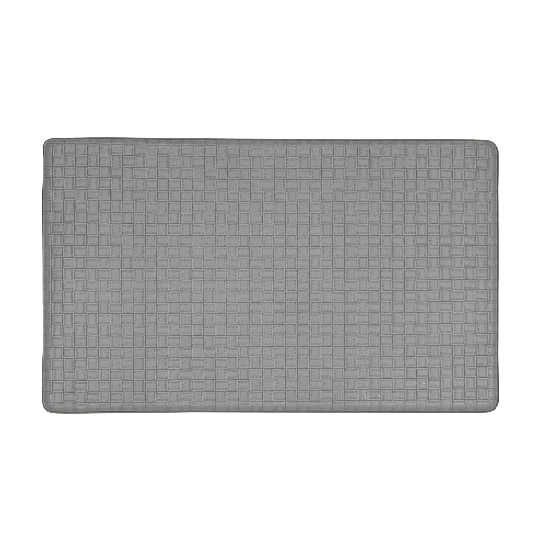 Woven Embossed Faux Leather Anti Fatigue Mat, GREY, hi-res image number 0