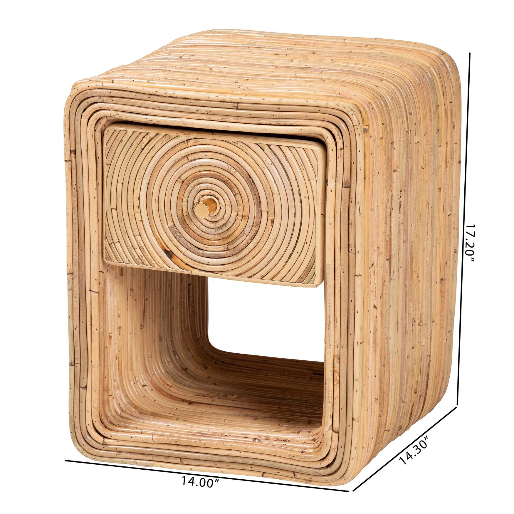 Rosina Bohemian Natural Rattan 1-Drawer Nightstand, , alternate image number 14