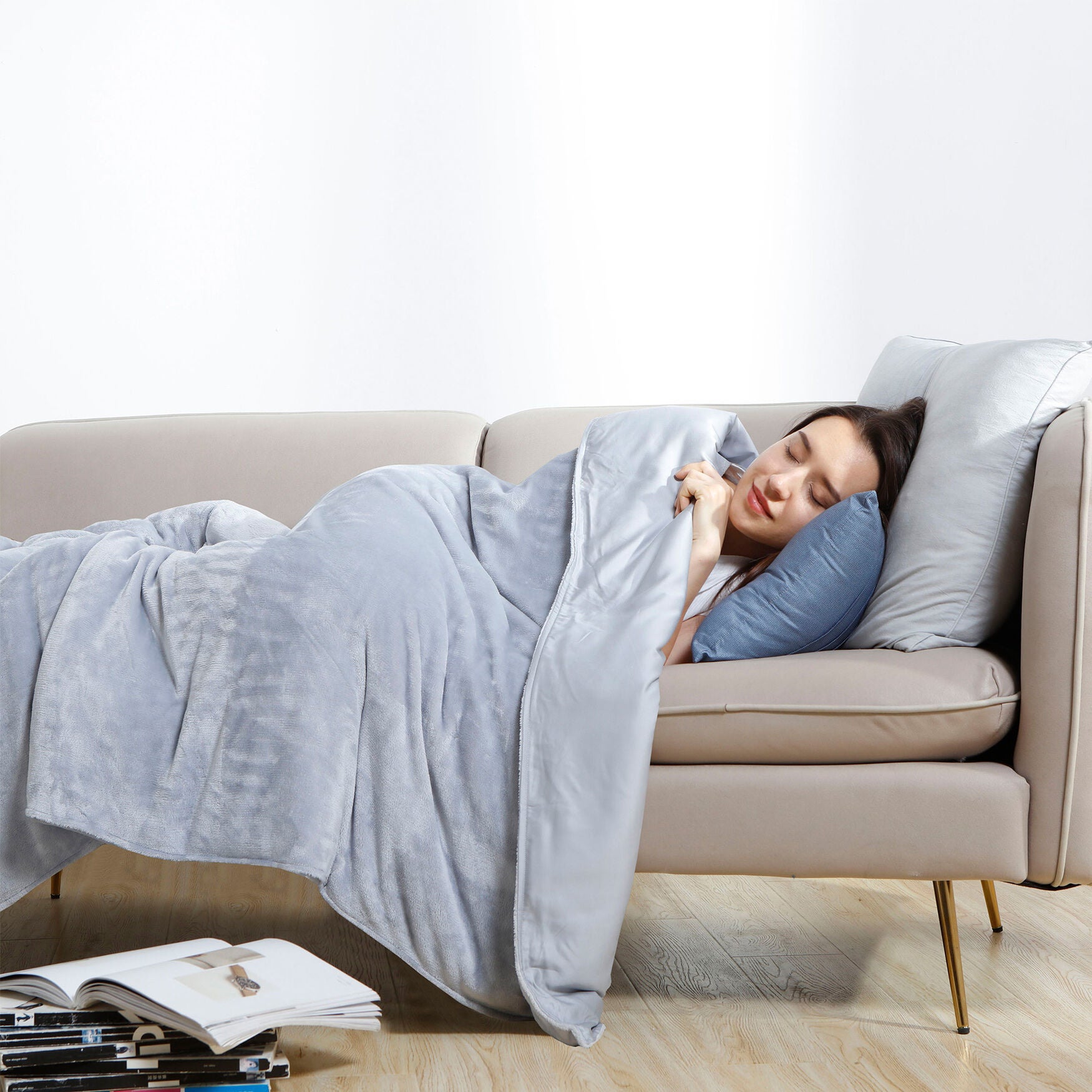 Crystal 15Lb Reversible Cooling Weighted 48X72 Blanket With Removable Cover Weighted Blanket & Cover, , alternate image number 20