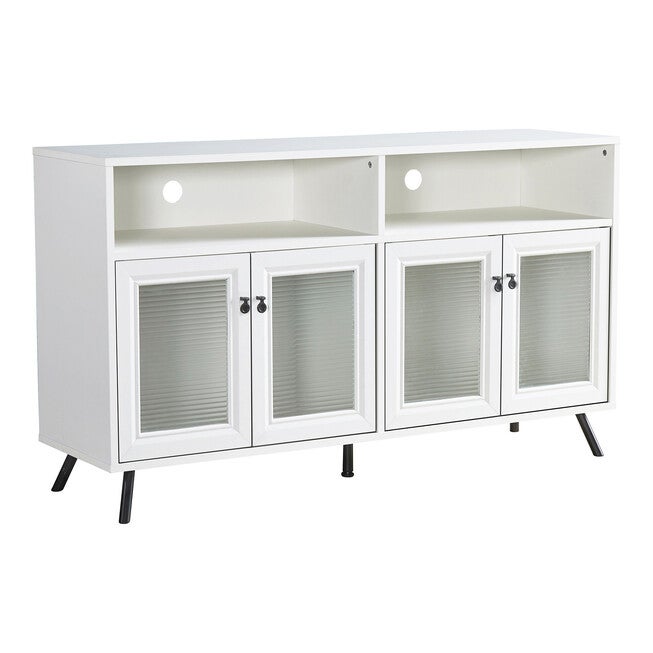 56-inch TV Stand with 4 Doors Accent Cabinet, WHITE, hi-res image number null