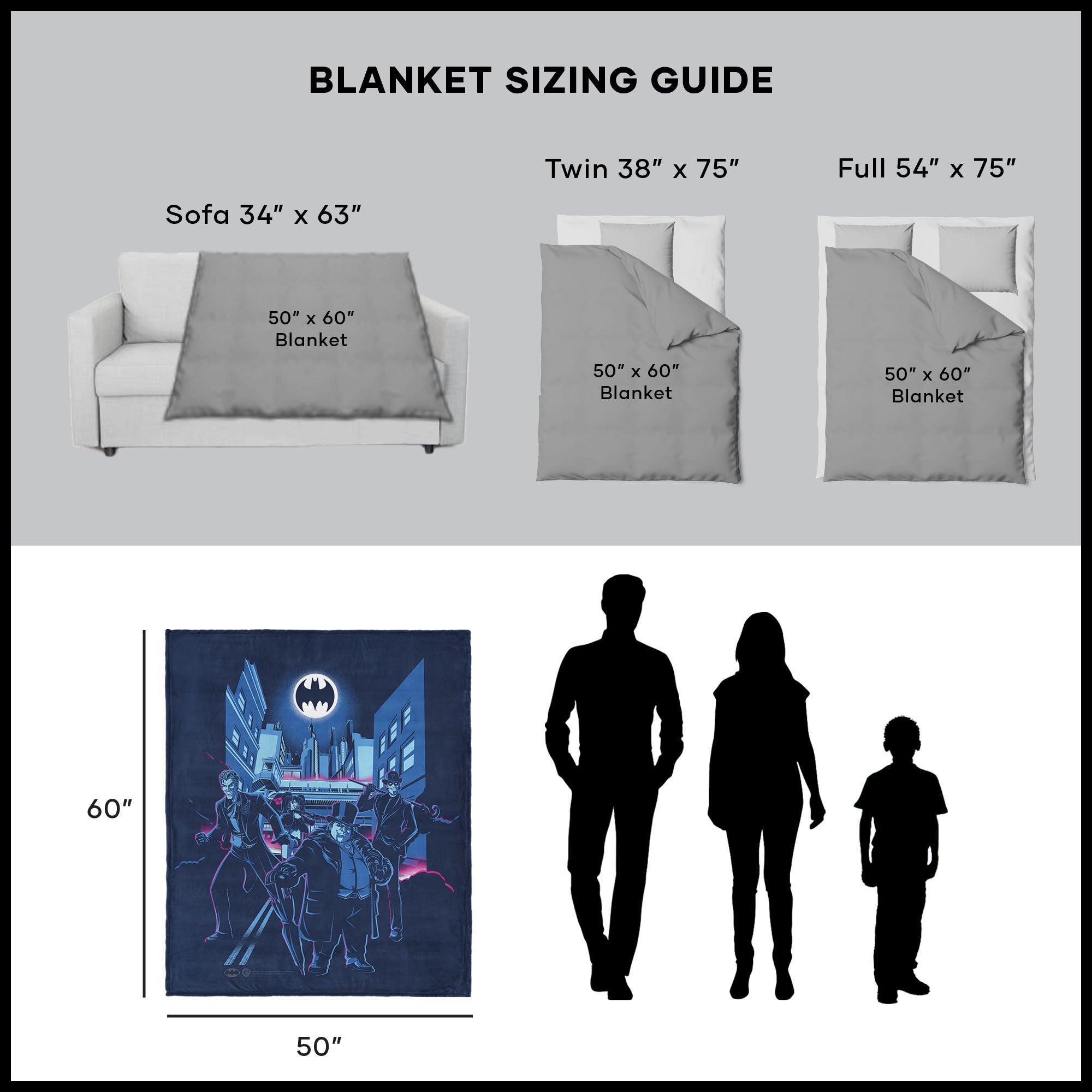 Warner Bros. DC Batman Villains Silk Touch Sherpa Throw Blanket 50x60 Inches, BATMANTHROW, alternate image number 5