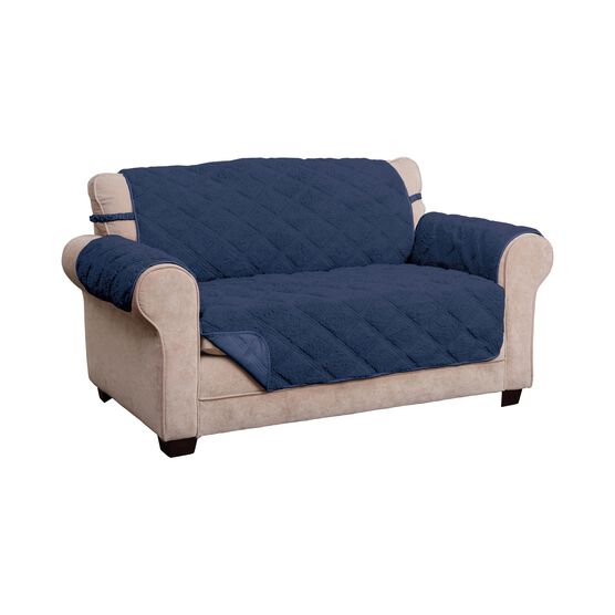 Hudson Reversible Sherpa to Microfiber Sofa Furniture Cover, NAVY, hi-res image number null