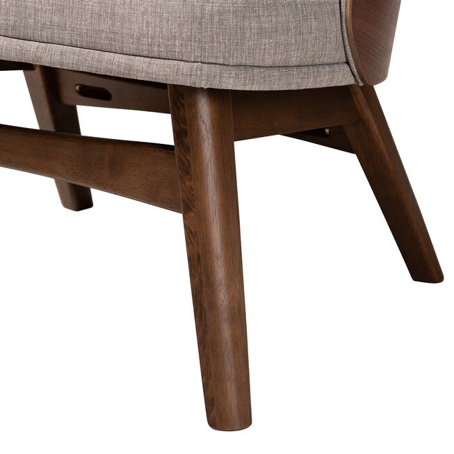 Lovella Mid-Century Modern Grey Fabric And Walnut Brown Finished Wood 2-Piece Accent Chair Set, , alternate image number null