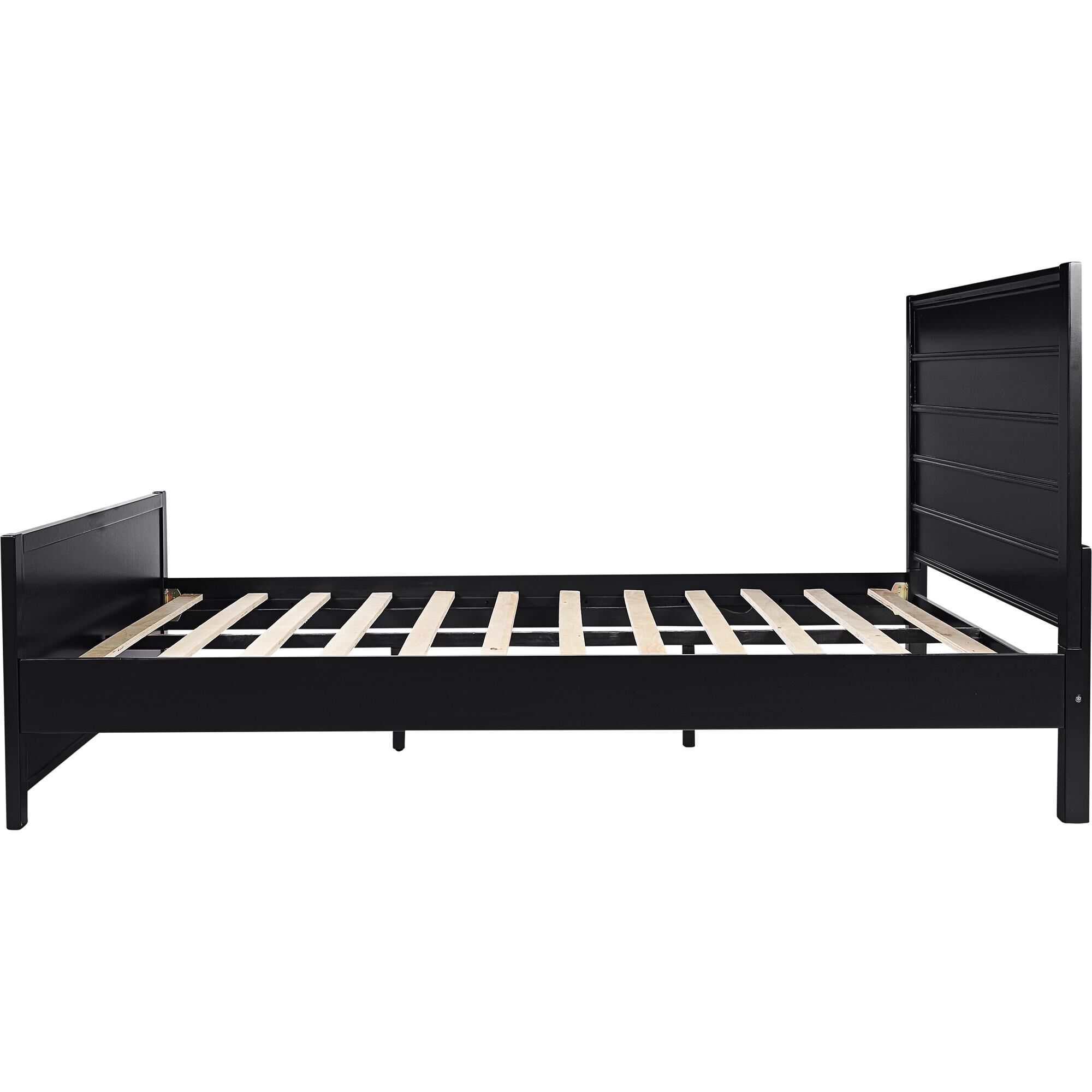 Caroline Wooden Platform Bed in Oak, King, BLACK, alternate image number 5