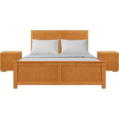 Winston Wooden Platform Bed in Cherry, King with 2 Nightstands