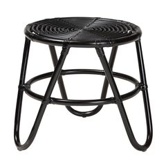 Pertessa Modern Bohemian Black Finished Rattan End Table