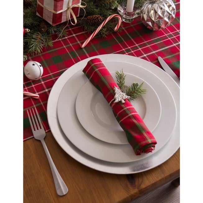Tartan Holly Plaid Table Runner 14x108, , on-hover image number 1