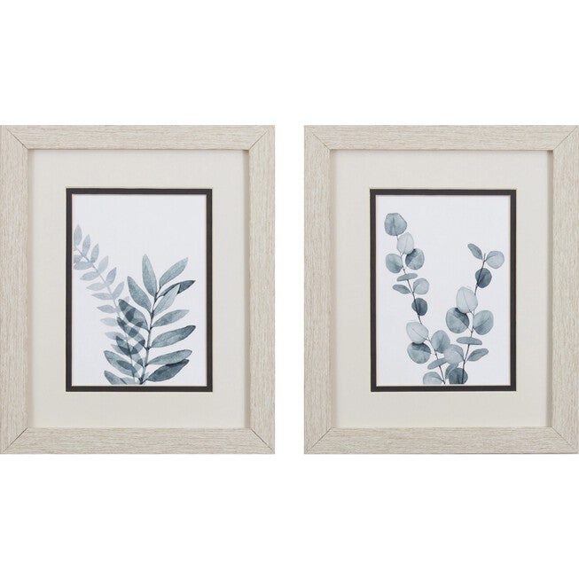 Blue Botanical Wash Framed Wall Décor, Set Of 2, GREEN, hi-res image number 0