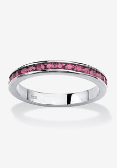 Sterling Silver Simulated Birthstone Stackable Eternity Ring