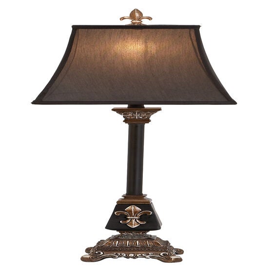 Tuscan Black Polystone Fleur-De-Lis Buffet Lamp, BLACK, hi-res image number null