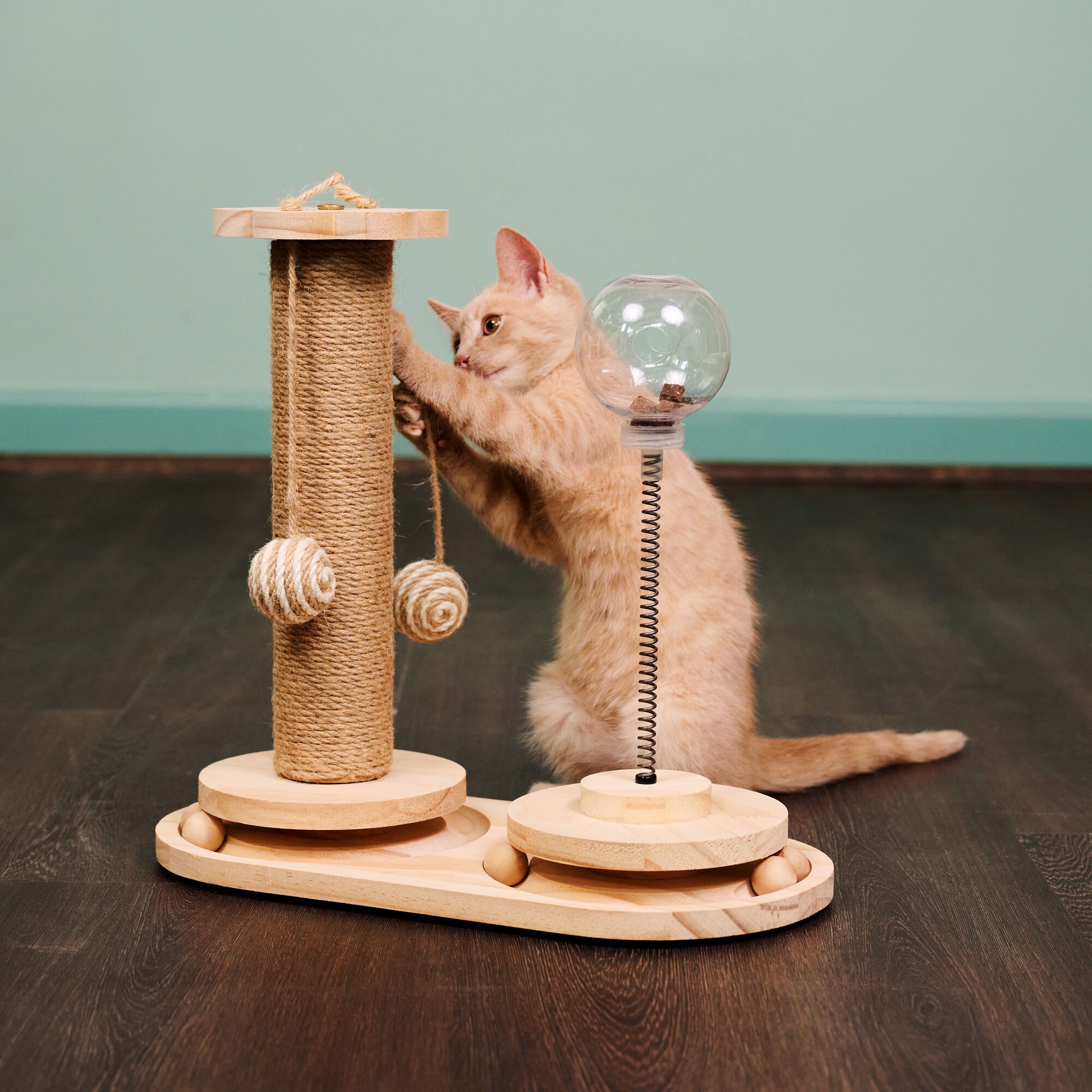 Interactive Scratch Post and Activity Center: The Ultimate Cat Playground, NATURAL BEIGE, alternate image number 1