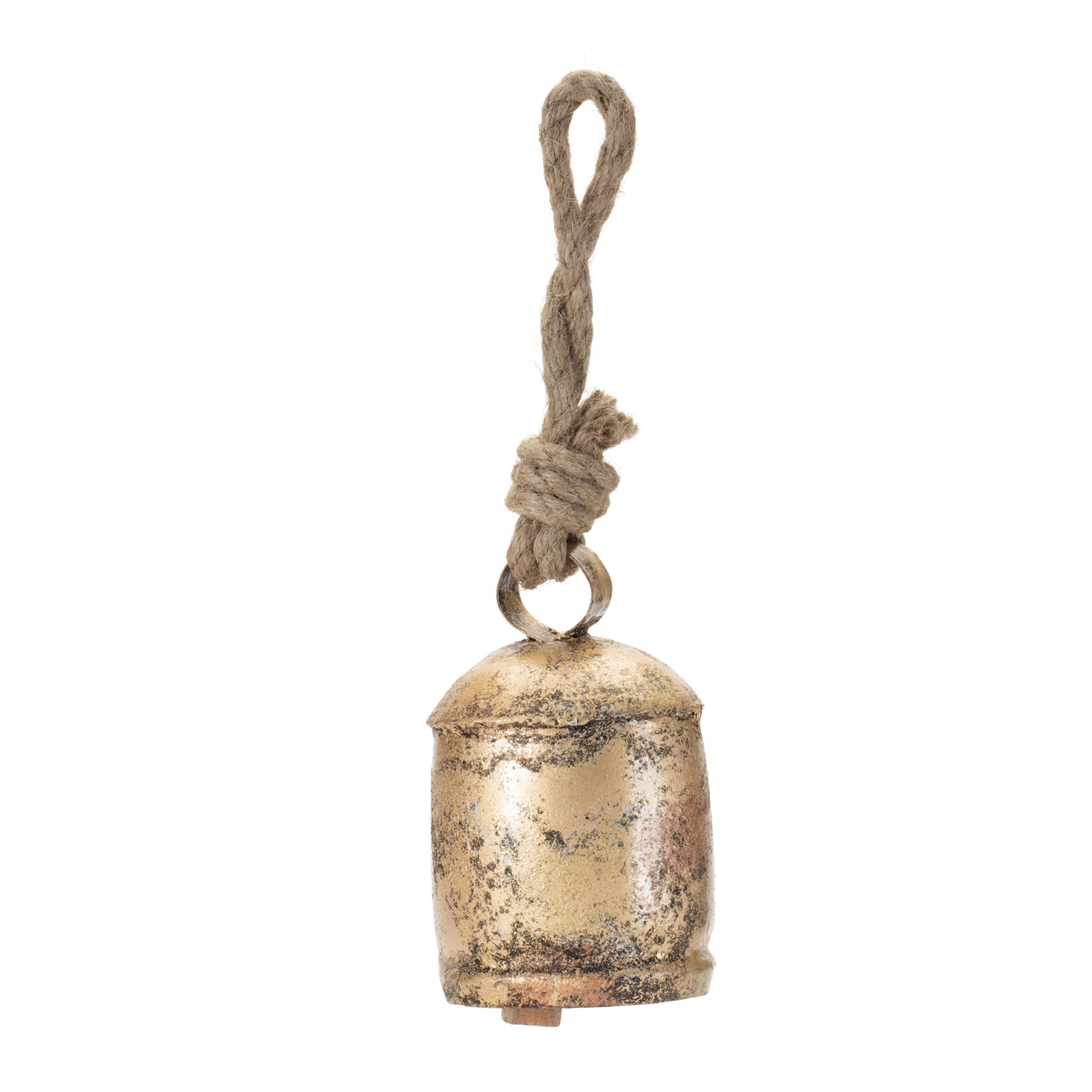 Distressed Metal Bell Ornament (Set of 8), GOLD, alternate image number 3