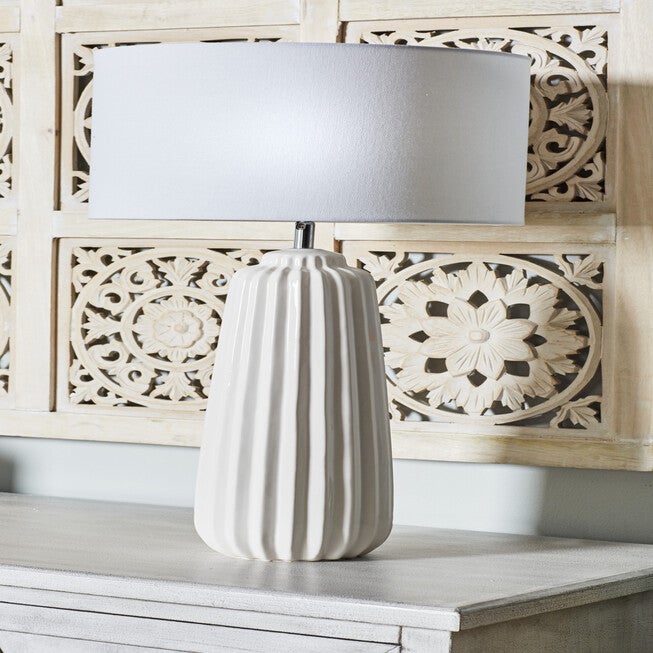 White Stone Traditional Table Lamp, , alternate image number null