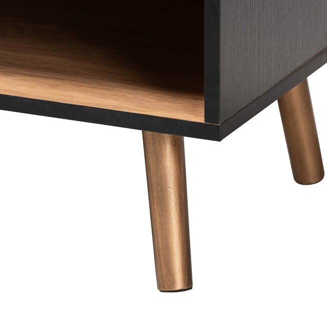 Chester Modern And Contemporary Two-Tone Dark And Natural Brown Finished Wood Tv Stand, , alternate image number null