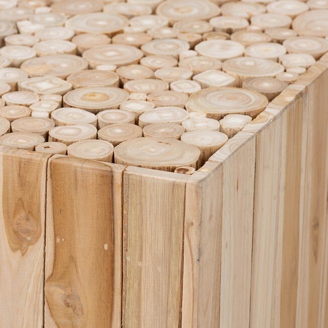 Grayson Bohemian Natural Teak Wood Coffee Table with Unique Repurposed Wood Logs, NATURAL, alternate image number 5