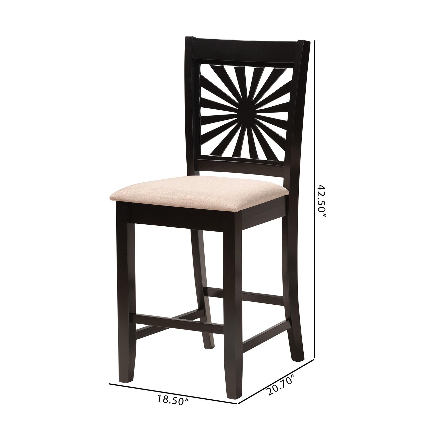 Olympia Modern Beige Fabric And Espresso Brown Finished Wood Counter Stool, , alternate image number 7