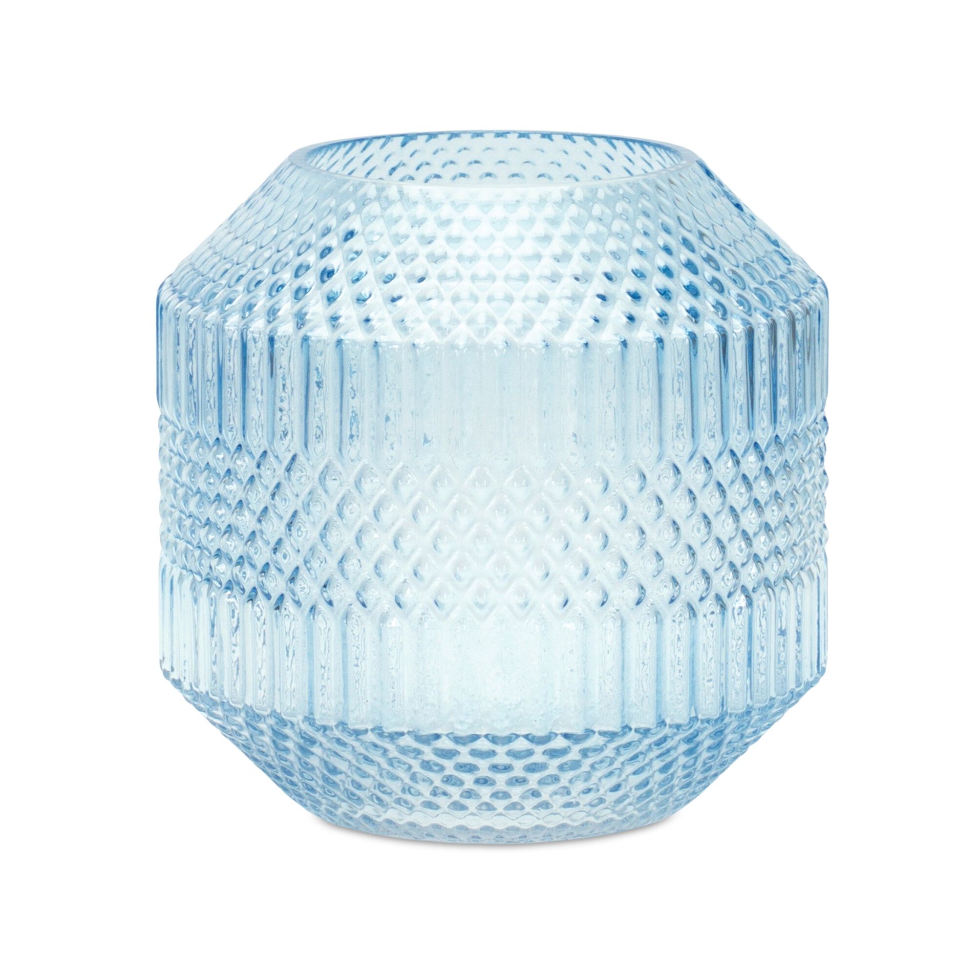 Vase 8 inchesD x 8 inchesH Glass, BLUE, hi-res image number 0