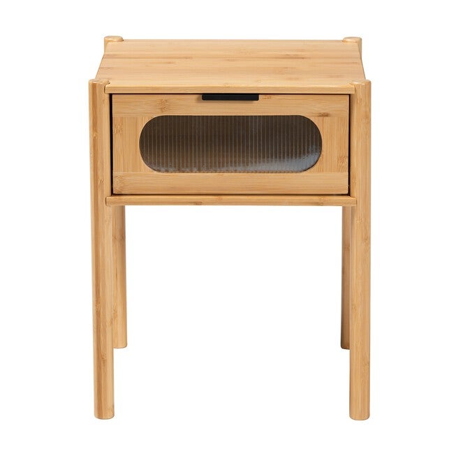 Naresh Mid-Century Modern Transitional Natural Brown Bamboo Wood 1-Drawer End Table, , alternate image number 2