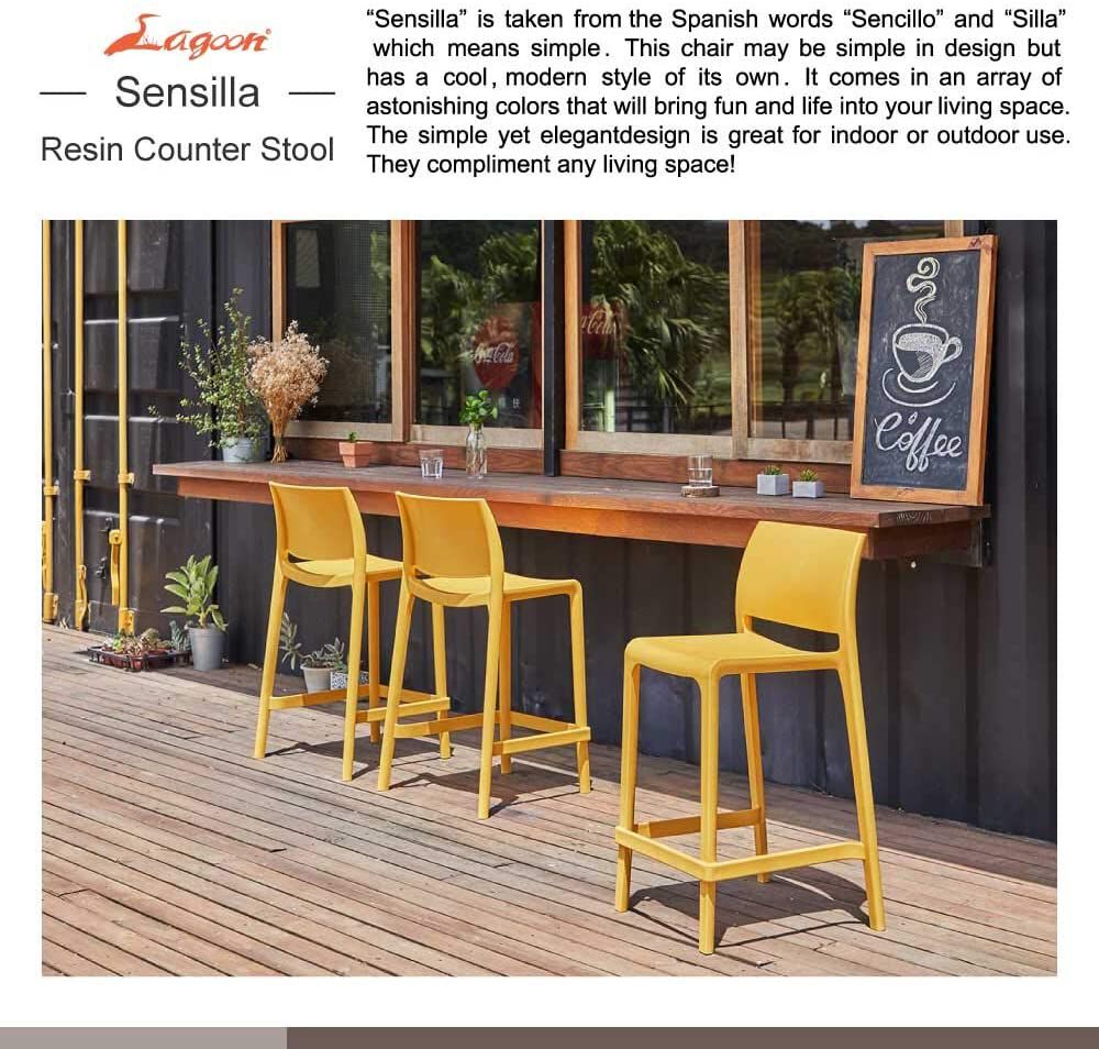 Set of 2 Sensilla Outdoor Stackable Counter Stools, TAUPE, alternate image number 5