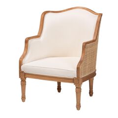 Elizette Traditional French Beige Fabric And Black Finished Wood Accent Chair