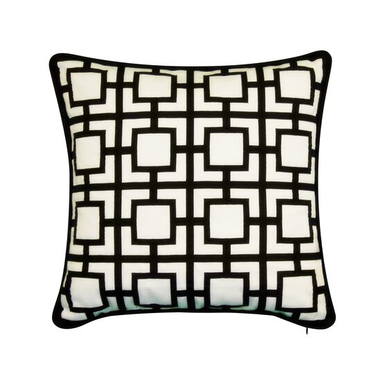 Modern Links Applique 20X20 Indoor Outdoor Decorative Pillow, BLACK, hi-res image number null