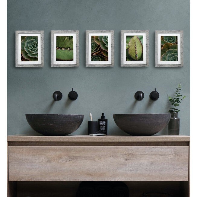 5X 7 Picture Frame W-Mat/8 X 10 Without Mat -Rustic Grey - 5 Units, , on-hover image number null