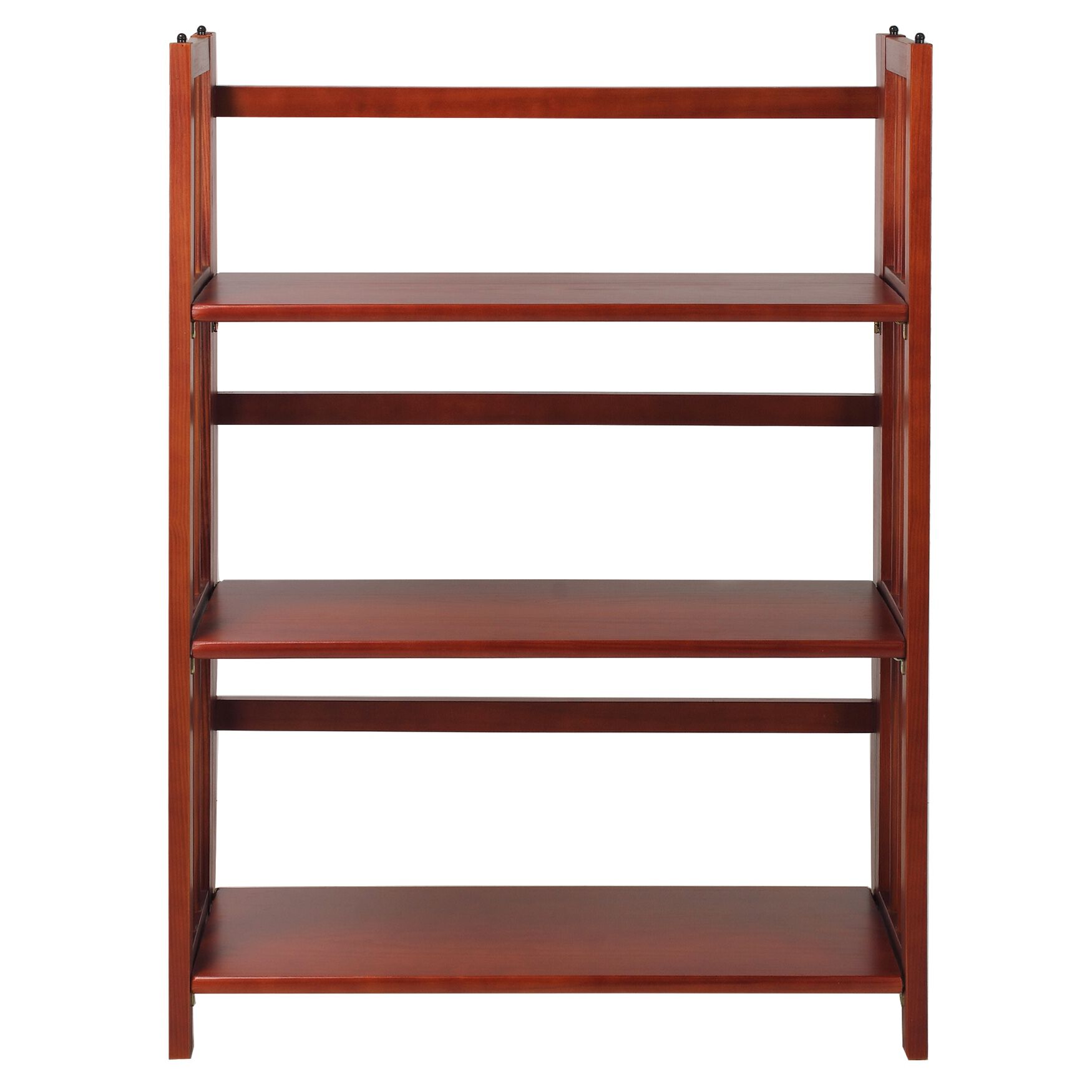 3-Shelf Folding Stackable Bookcase 27.5 inches Wide-Mahogany, WHITE, hi-res image number 0